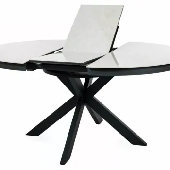 Masa extensibila Porto Ceramic bej lucios/negru mat L120-160xl120 cm imagine
