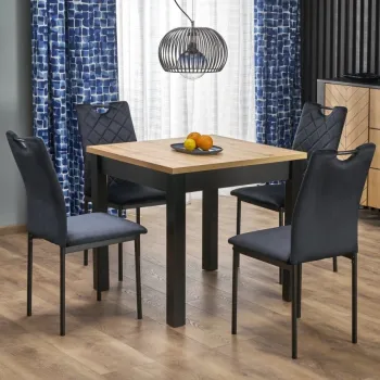 Masa extensibila Qubik stejar artizan/negru L80-200 cm imagine