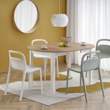 Masa extensibila Ringo stejar/alb - L102-142xl102xh76 cm imagine