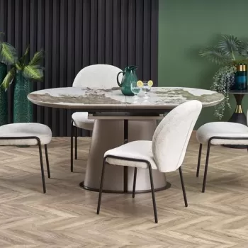 Masa extensibila Robinson marmura bej/cappuccino - L160-200 cm imagine