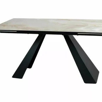 Masa extensibila Salvadore Ceramic bej lucios/negru mat L160-240xl90 cm imagine