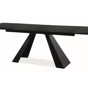 Masa extensibila Salvadore melted glass/negru mat - L160-240 cm imagine