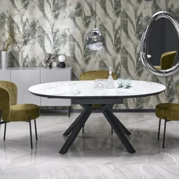 Masa extensibila Vertigo marmura alba/negru L130-180 cm imagine