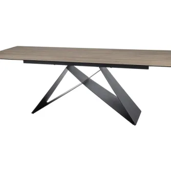 Masa extensibila Westin Ceramic SABBIA maro deschis/negru mat L160-240 cm imagine