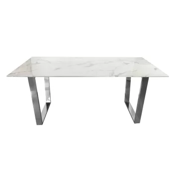 Masa Madera alb/silver marmura - 160/80/75 cm imagine