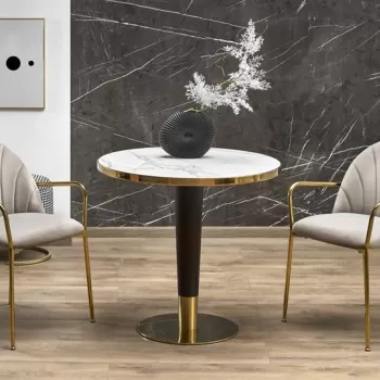 Masa Morata marmura alba / auriu - O79 x h74 cm imagine