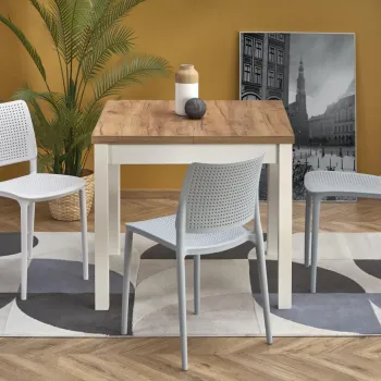 Masa patrata Tiago extensibila L90-125 cm stejar craft/alb imagine