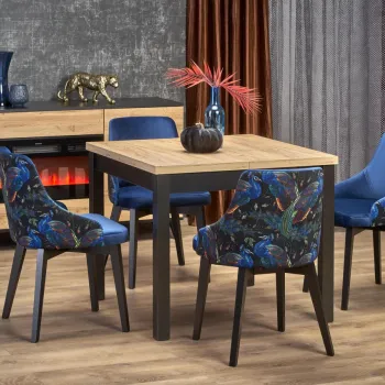 Masa patrata Tiago extensibila L90-125 cm stejar craft/negru imagine