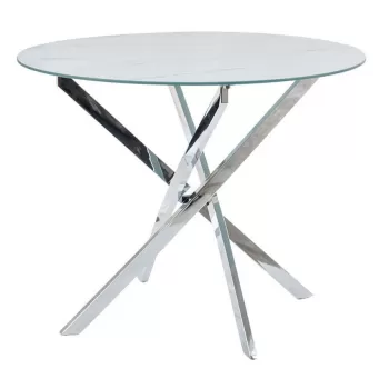Masa rotunda Agis marmura alba/crom imagine