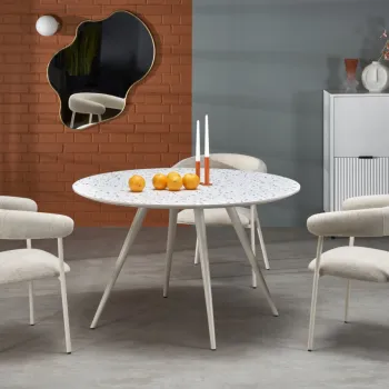 Masa rotunda Aramis terrazzo/alb o120/h76 cm imagine