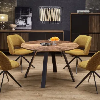 Masa rotunda Danilo nuc/negru o120/h74 cm imagine