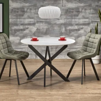 Masa rotunda Edgar 2 marmura alba/negru o100/h76 cm imagine