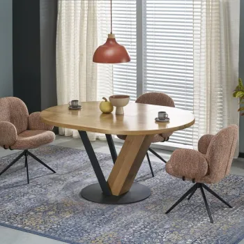 Masa rotunda extensibila Fanis natur/negru L120-160 cm imagine