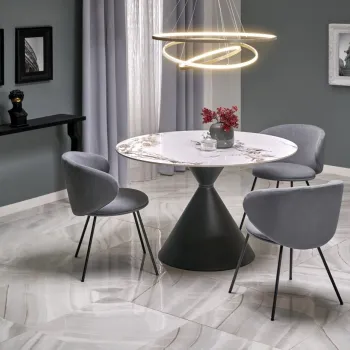 Masa rotunda Garet marmura alba/negru o120/h76 cm imagine