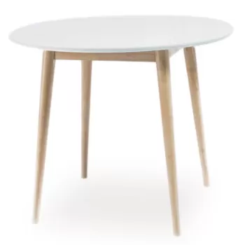 Masa rotunda Larson alb-natur - h 75 x d 90 cm imagine