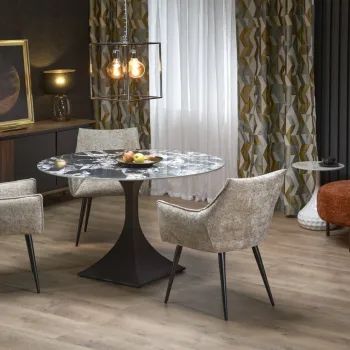 Masa rotunda Manuel marmura neagra/negru - o120 / h77 cm imagine