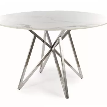 Masa rotunda Murano Ceramica marmura alba/crom - o120 / h76 cm imagine