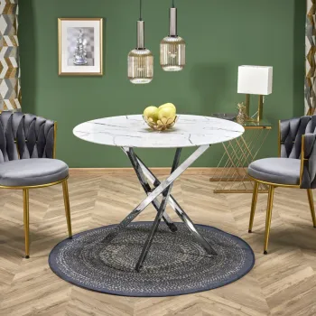 Masa rotunda Raymond 2 marmura alba/argintiu o100/h73 cm imagine