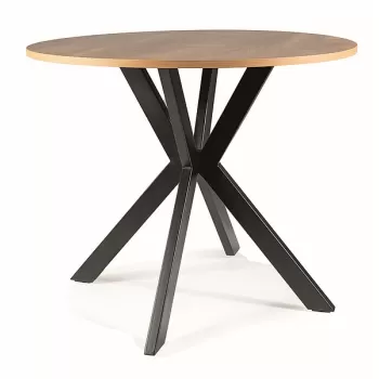 Masa rotunda Talia II stejar/negru mat - o90 / h76 cm imagine