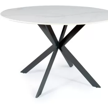 Masa rotunda Talia marmura alba/negru - d120 x h76 cm imagine