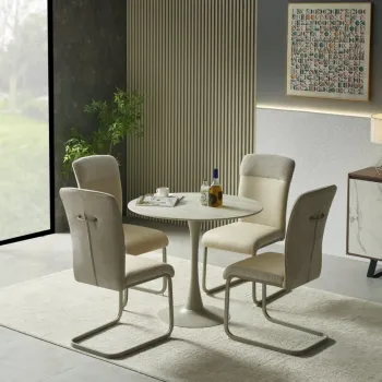 Masa rotunda Tolio travertin/casmir o90/h76 cm imagine