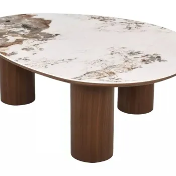 Masuta de cafea Adelis alb lucios / nuc - L110 x l80 cm imagine