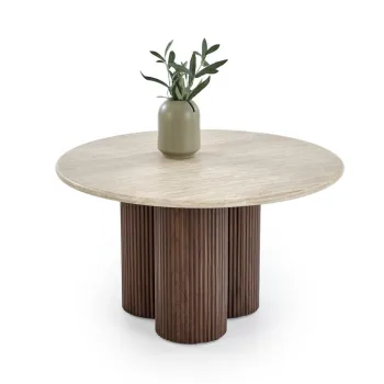 Masuta de cafea Dorotea travertin/nuc o80/h46 cm imagine