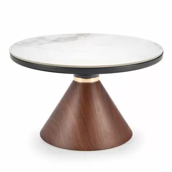 Masuta de cafea Genesis marmura alba/nuc - H43 cm imagine