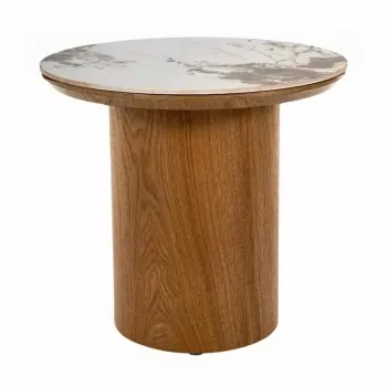 Masuta de cafea Rondo alb lucios / stejar o45/h50 cm imagine