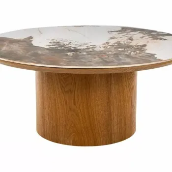 Masuta de cafea Rondo alb lucios / stejar o80/h35 cm imagine