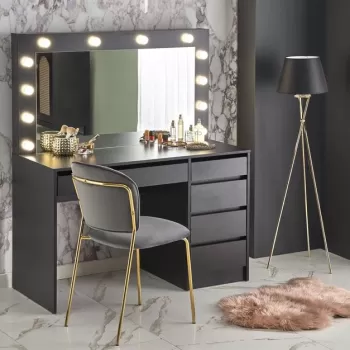 Masuta de toaleta cu oglinda si LED Hollywood XL - Negru imagine