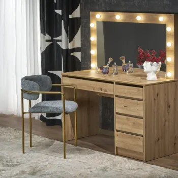 Masuta de toaleta cu oglinda si LED Hollywood XL stejar artizan imagine