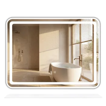 Oglinda de perete LED cu raft 80x60 cm L-8060 imagine