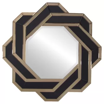 Oglinda rotunda Silvia negru/gold inchis - O80 cm imagine