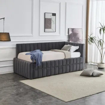 Pat/Canapea Derby velvet gri 90x200 cm imagine