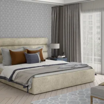 Pat Caramel 160x200 cm Dora 21 cu somiera de lemn imagine