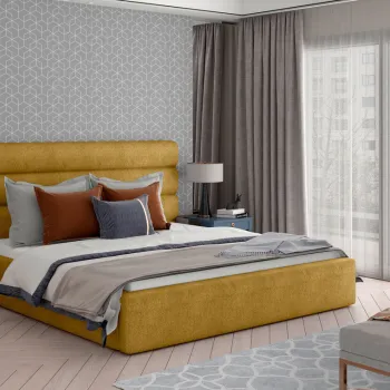 Pat Caramel 160x200 cm Omega 68 cu somiera de lemn imagine