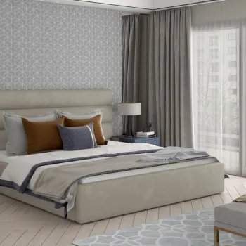 Pat Caramel 160x200 cm Paros 02 cu somiera de lemn imagine