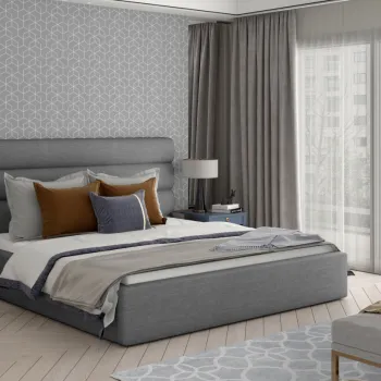 Pat Caramel 160x200 cm Sawana 05 cu somiera de lemn imagine