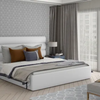 Pat Caramel 160x200 cm Soft 17 cu somiera de lemn imagine