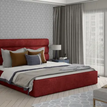 Pat Caramel 180x200 cm Dora 63 cu somiera de lemn imagine