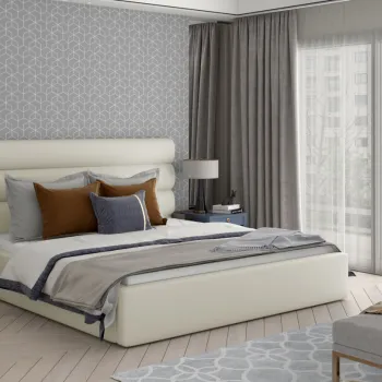 Pat Caramel 180x200 cm Soft 33 cu somiera de lemn imagine