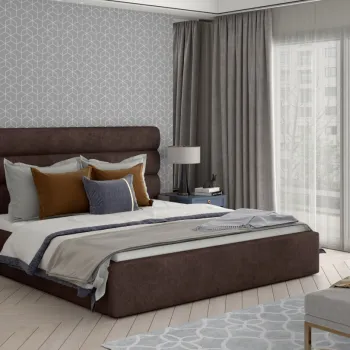 Pat Caramel 200x200 cm Dora 28 cu somiera de lemn imagine