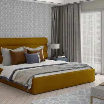 Pat Caramel 200x200 cm Monolith 48 cu somiera de lemn imagine