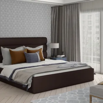 Pat Caramel 200x200 cm Soft 66 cu somiera de lemn imagine