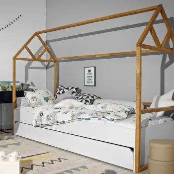 Pat copii casuta Lotta alb 90x200 cm imagine