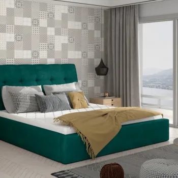 Pat Inge 160x200 cm Kronos 19 cu somiera de lemn imagine