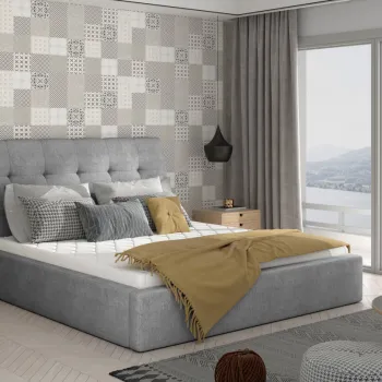 Pat Inge 200x200 cm Omega 13 cu somiera de lemn imagine