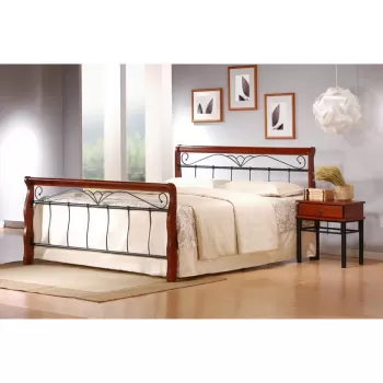 Pat metal si lemn Veronica - 160x200 cm imagine