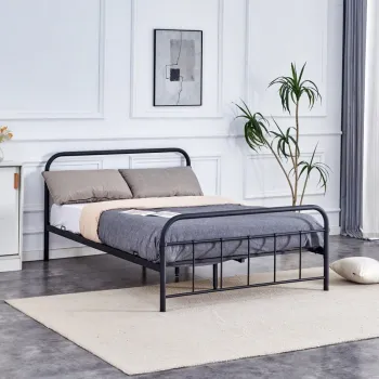 Pat metalic Linda negru 140x200 cm imagine